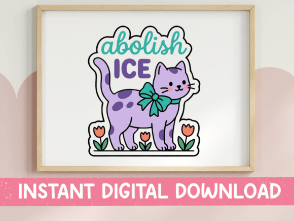 Abolish ICE Cat Protest Sticker: Cute Design with Political Impact