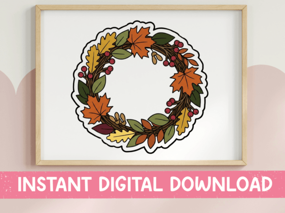 Autumn Wreath Fall Leaves Sticker: A Design Asset for Every Season
