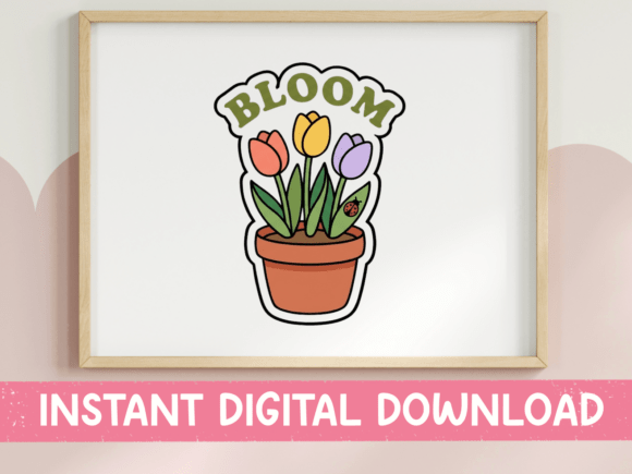 Bloom Tulip Pot Spring Sticker: A Designer's Fresh Asset