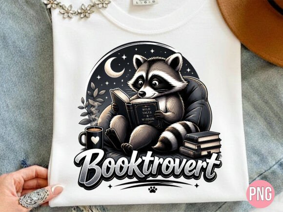 Booktrovert Raccoon PNG: Your Next Favorite Design Asset