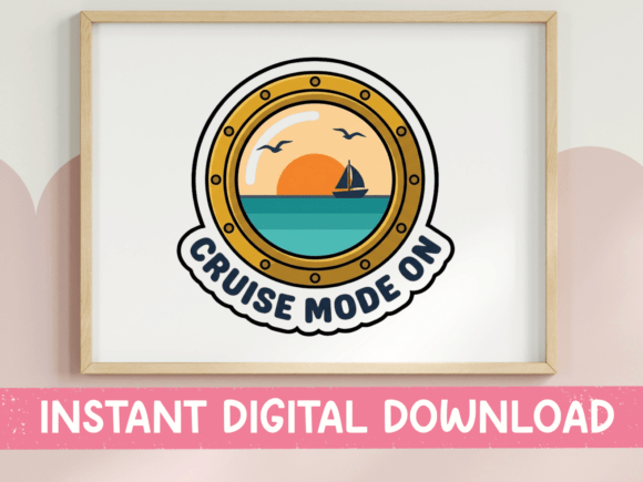 Cruise Mode On Porthole Sticker: A Designer's Seaside Asset