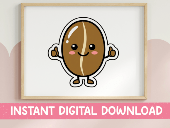 Infuse Brand Personality with a Kawaii Coffee Bean Character Sticker