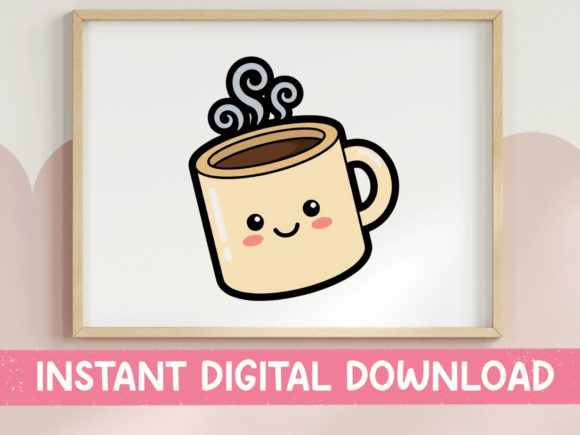 Kawaii Coffee Mug Sticker: A Design Asset for Warmth