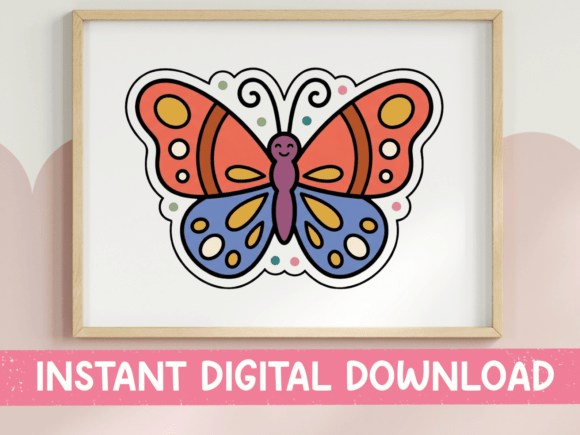 Retro Smiling Butterfly Sticker: A Design Asset for Joyful Branding